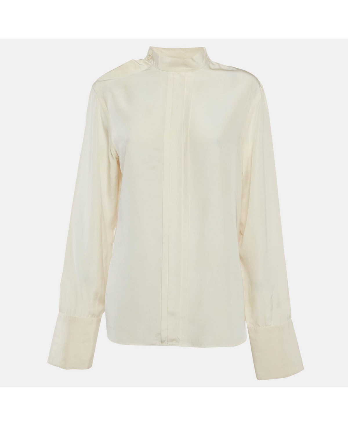 Pre-Owned Prada Women's Mock-Neck Long-Sleeve Blouse - Beige/Khaki