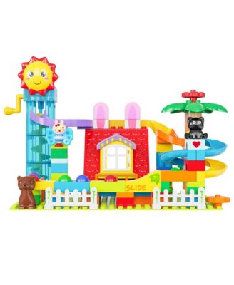 MK1 Marble Track Building Set, 118-Piece STEM Toy with Elevator Lift, Rabbit House Scene and Multi-Lane Marble Run, Ages 3+