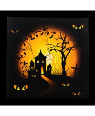 LED Lighted Spooky House Halloween Canvas Wall Art, 19.75" x 19.75"