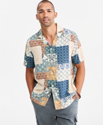 Men's Jones Patchwork-Print Camp Shirt