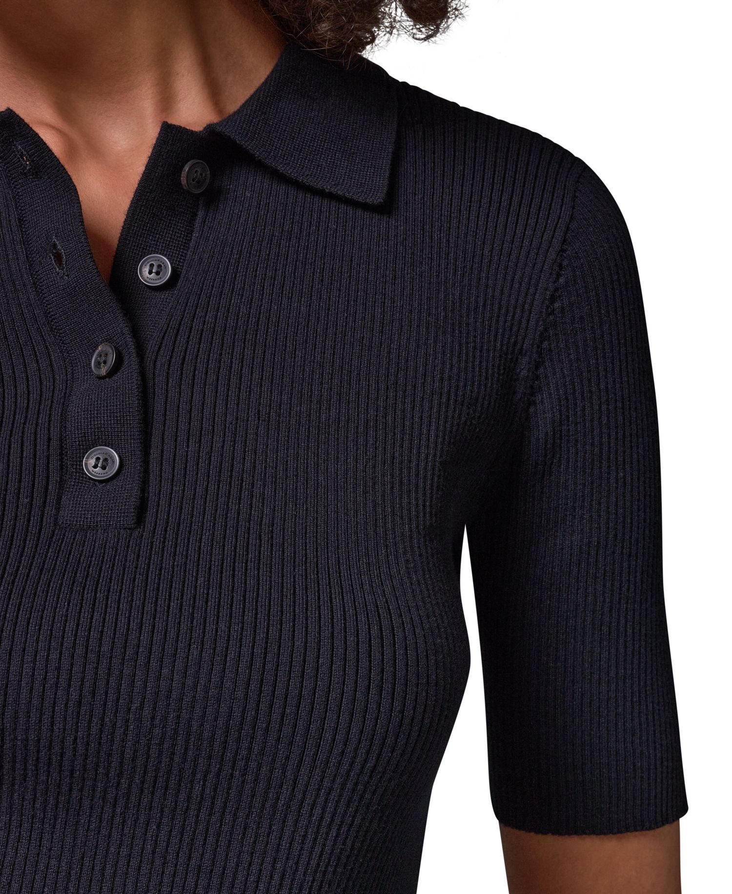 Women's Elbow-Sleeve Ribbed Button-Front Sweater