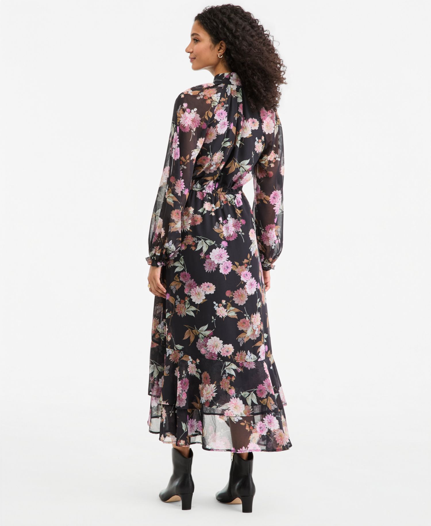 Women's Long-Sleeve Floral High-Low Dress