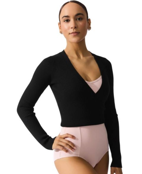 Женский свитер Capezio Ribbed Knit Wrap, цвет: Чёрный