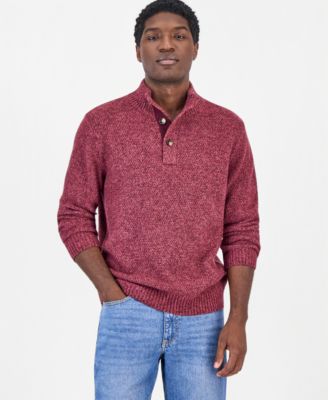 Men's Mock Neck Quarter-Placket Sweater