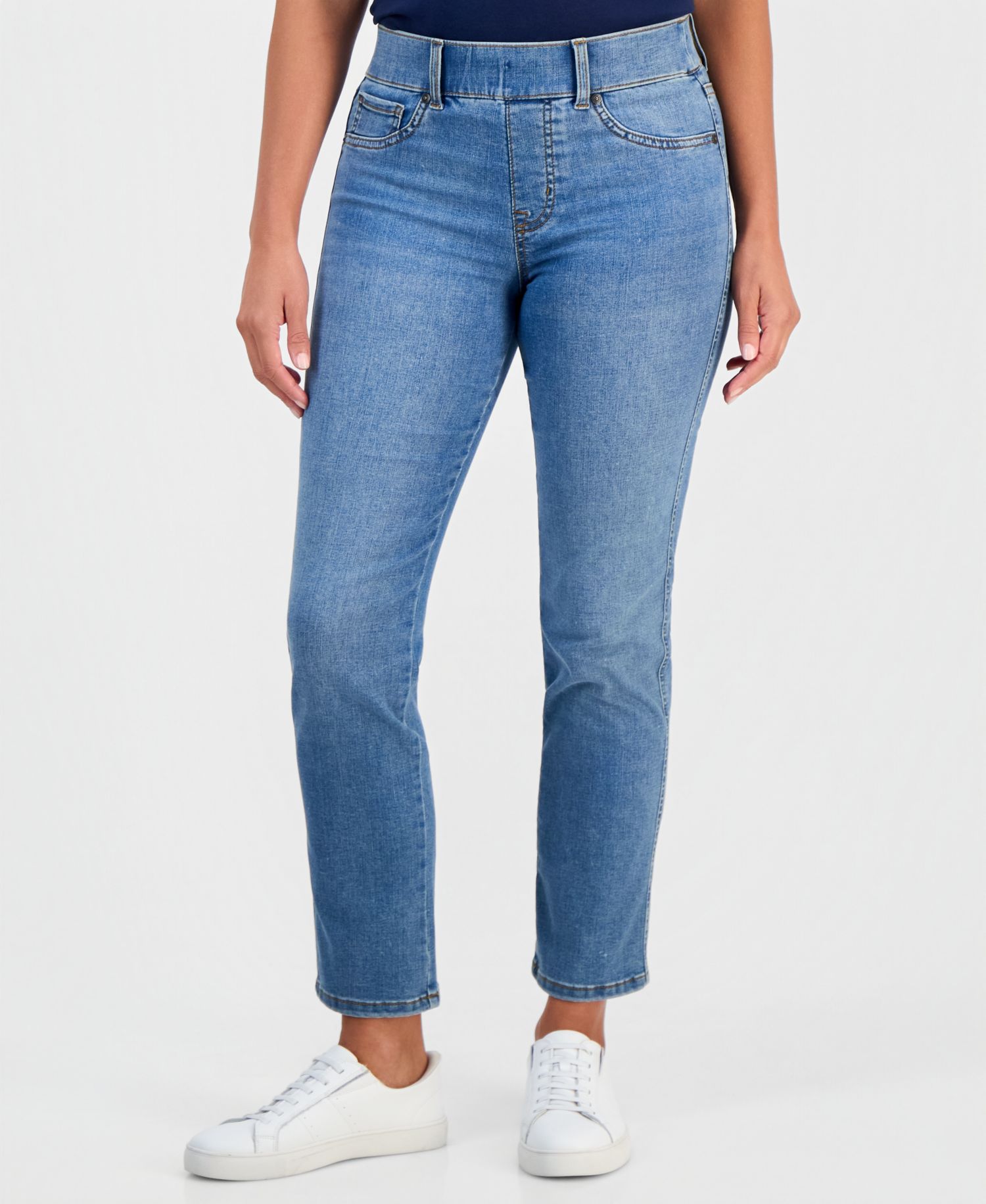 Petite High-Rise Straight-Leg Shaping Jeans