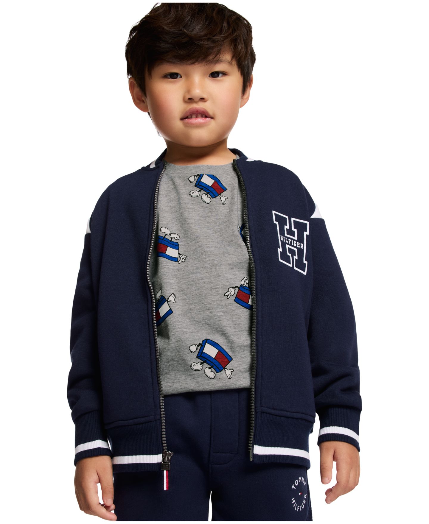 Куртка Tommy Hilfiger Collegiate Varsity Zip-Front Jacket для мальчиков, цвет: Тёмно-синий — фото 1