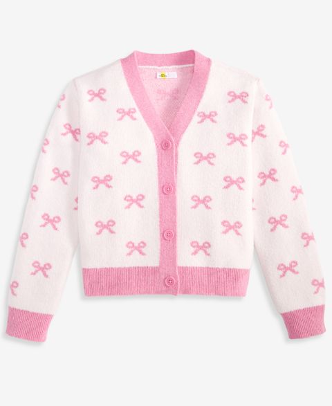 Кардиган Epic Threads Bow Pattern Long-Sleeve для девочек, цвет: Angel Whit
