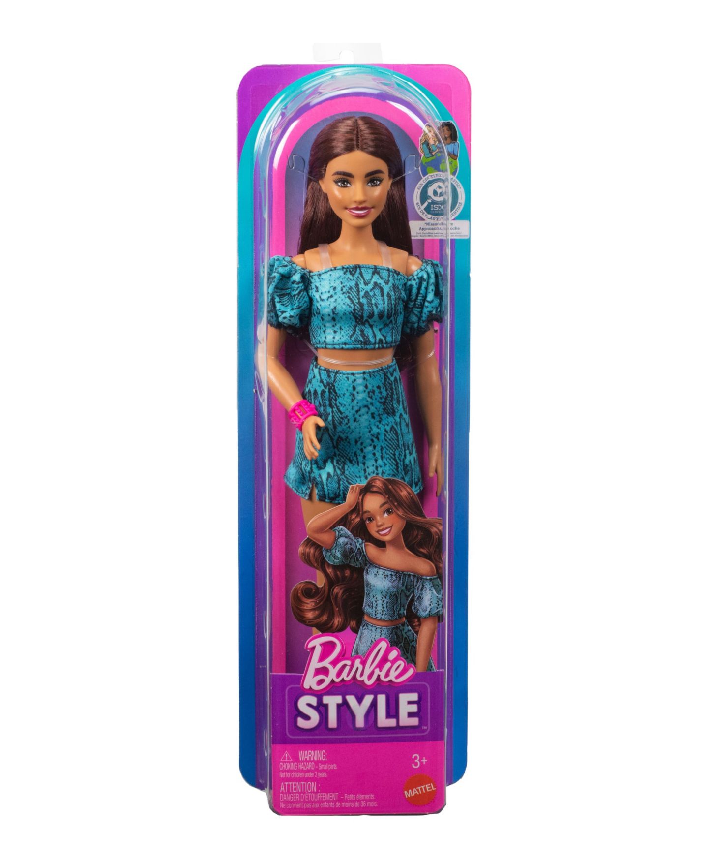 Кукла Barbie Fashionistas Style 250 12.75 дюйма в топе со змеиным принтом на плечи — фото 3