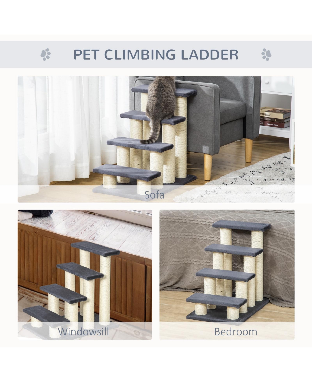 Ruie Cat Tree with 4 Climbing Steps and Sisal Scratching Post