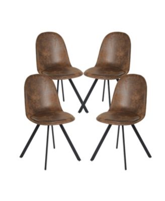 Set of Four Upholstered Suede Dining Side Chairs