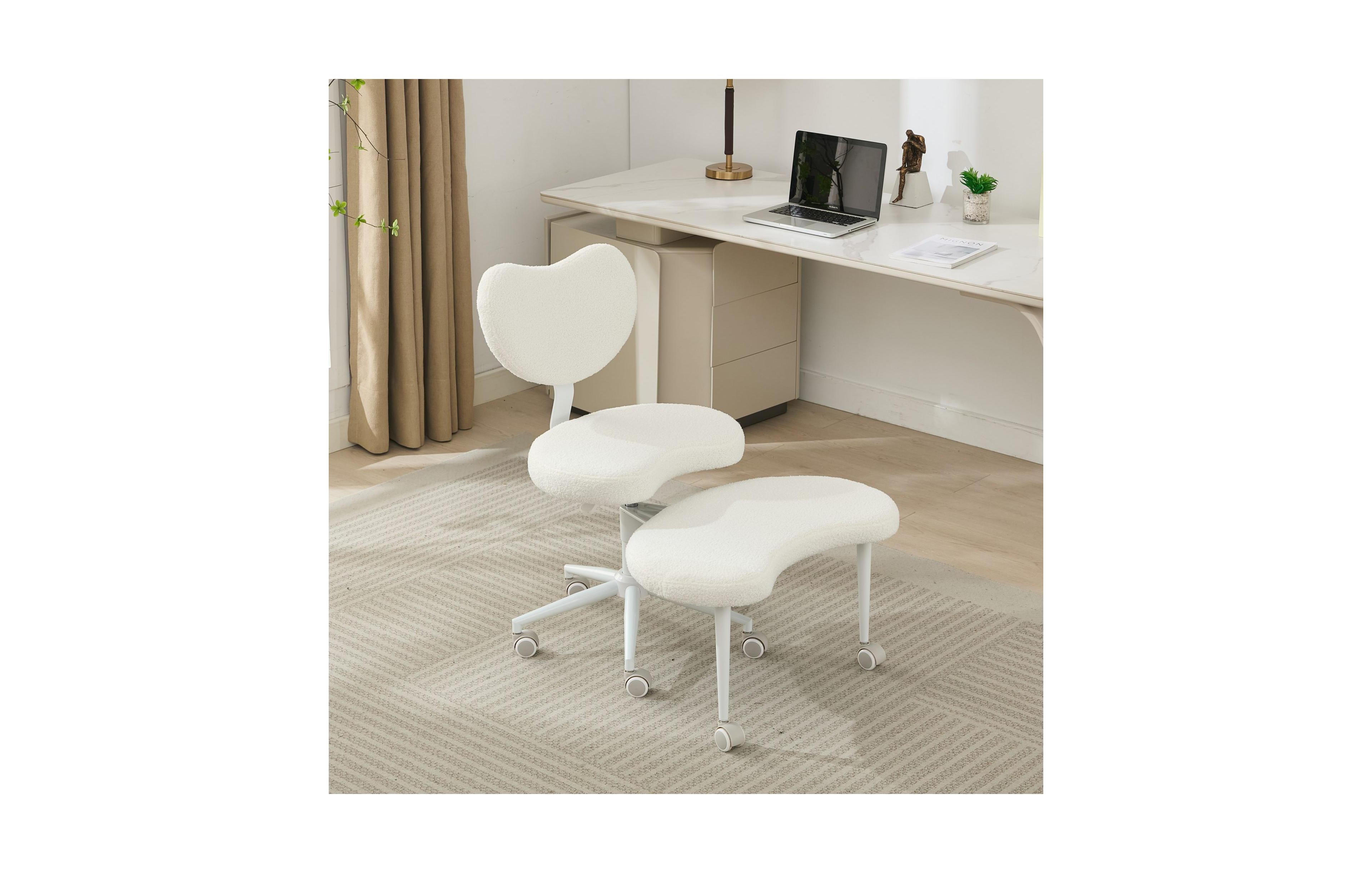 Clihome Cross Legged Chair with Wheels, Criss Desk Lumbar Support and Adjustable Stool