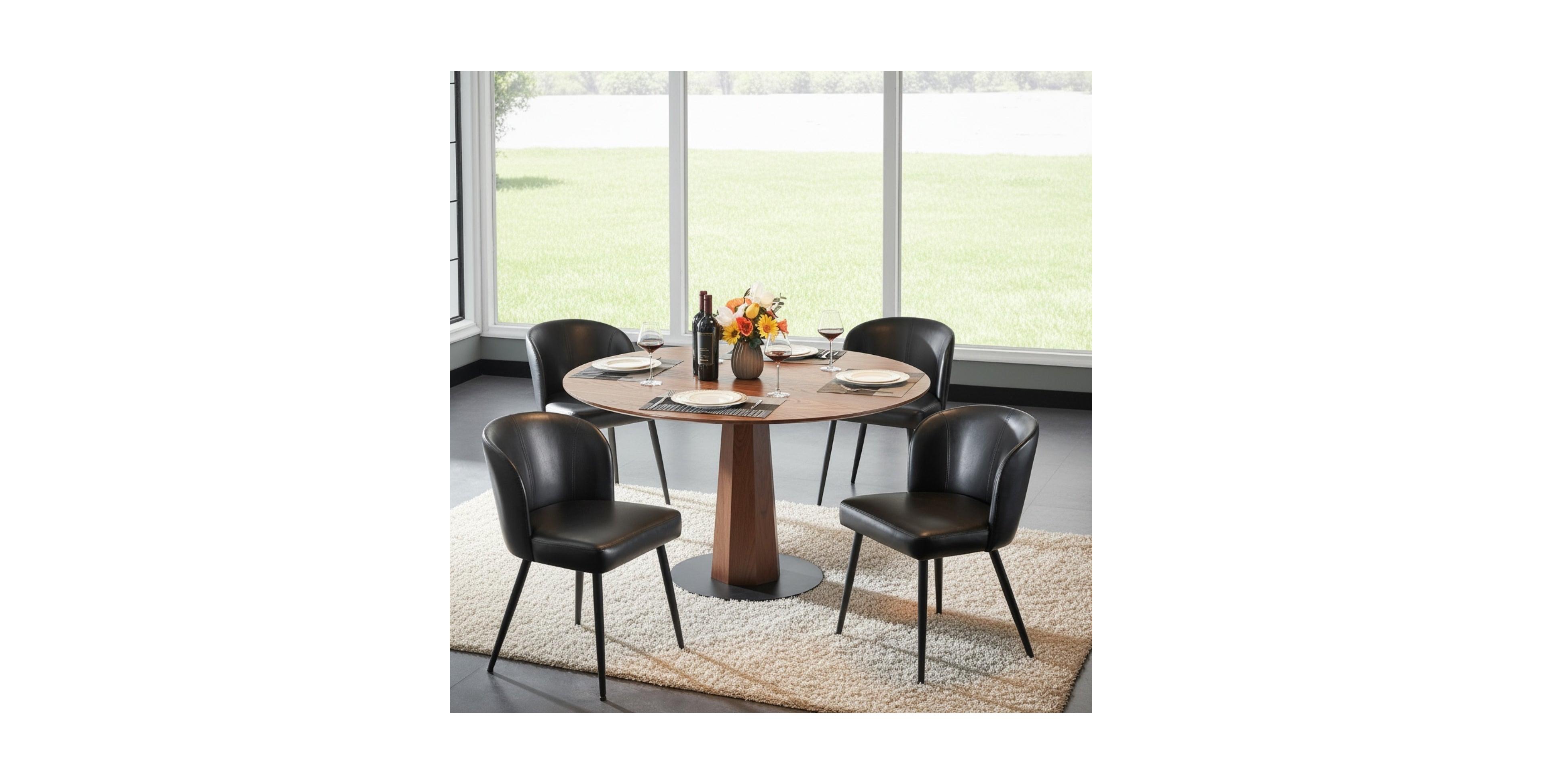 Sailvan Dining Chairs Upholstered Kitchen with Faux Leather Cushion Seat and Metal Legs, Mid Century Modern Room Chair