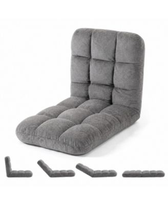 Folding Floor Chair with Back Support,5 Adjustable Position, Padded Sleeper Bed, Couch Recliner, Floor Gaming Chair for Adults