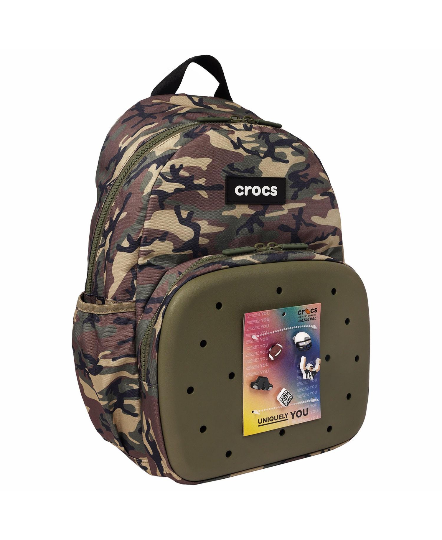Camo Back to School Backpack with EVA Front Pocket Customizable Jibbitz Backpack