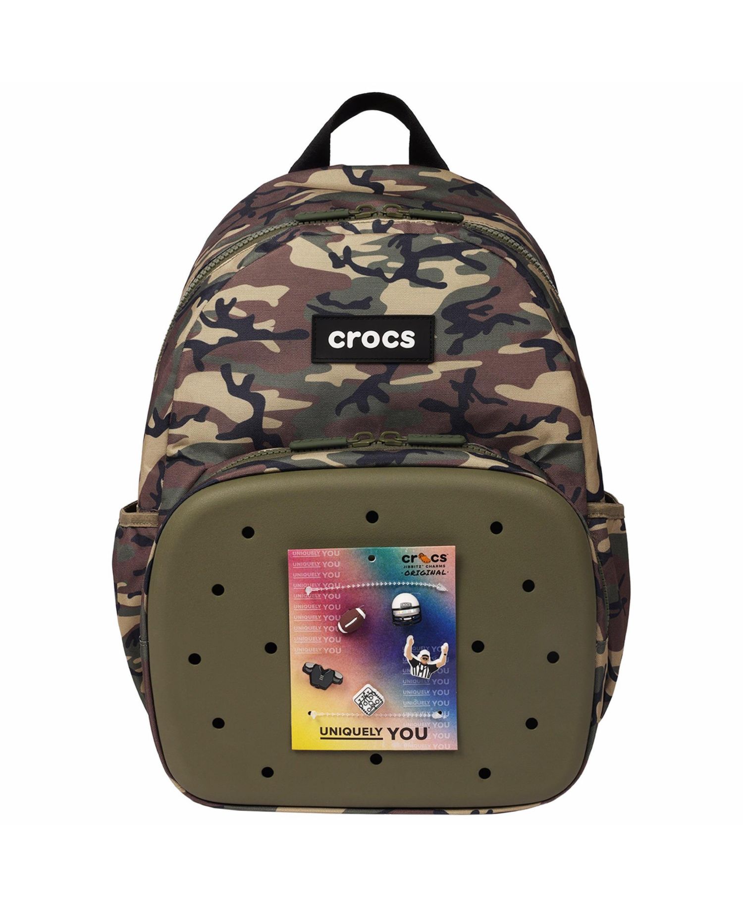 Camo Back to School Backpack with EVA Front Pocket Customizable Jibbitz Backpack