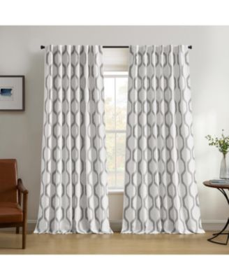 Renzo Ikat Geometric Linen Room Darkening Rod Pocket/Back Tab Curtain