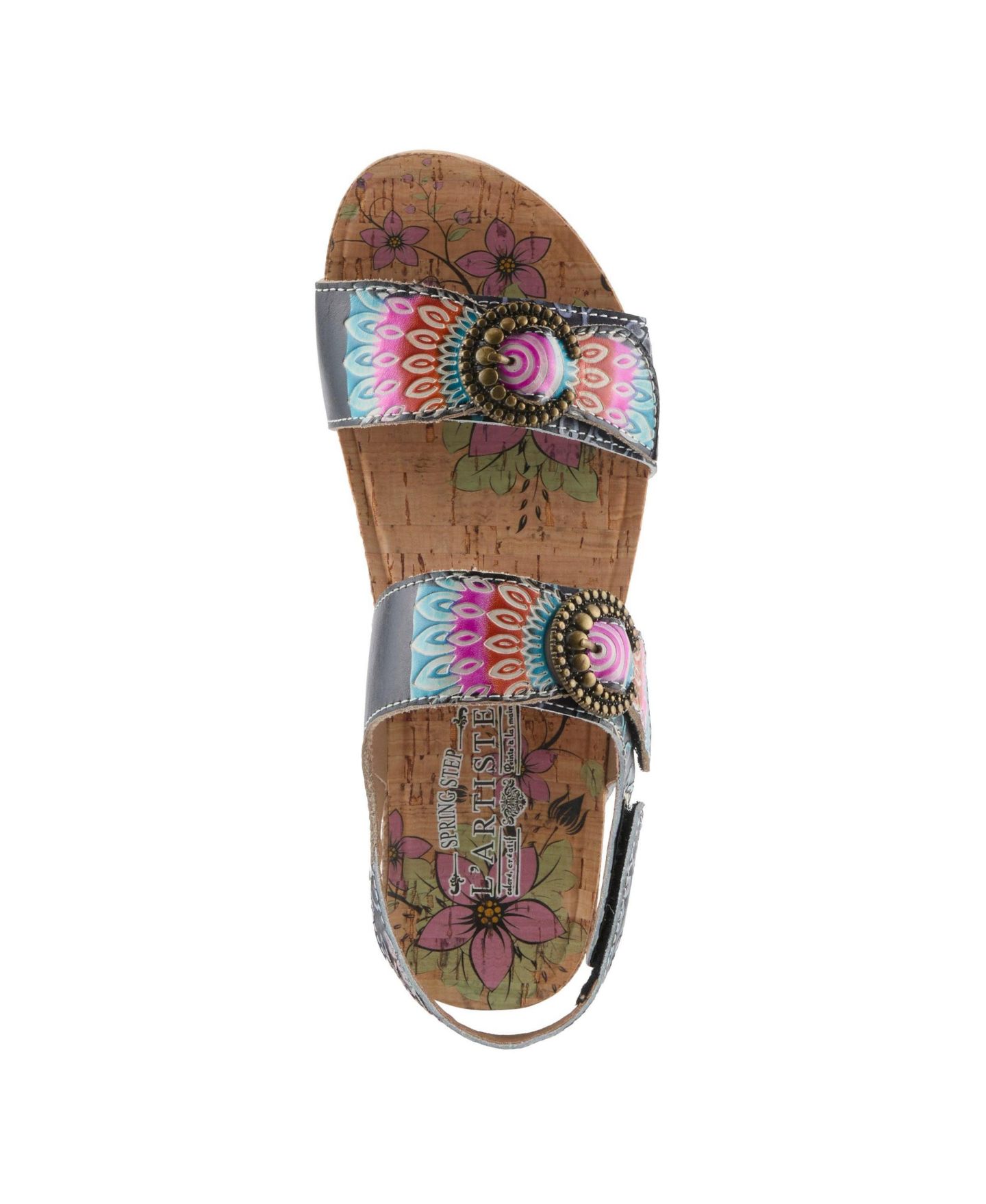 Женские сандалии L'Artiste Colomecool Wedge Sandals with Cork Sole, цвет: Чёрный разноцветный — фото 3