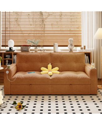 Modern 2-in-1 Convertible Sofa Bed Corduroy Sleeper Sofa with Memory Foam
