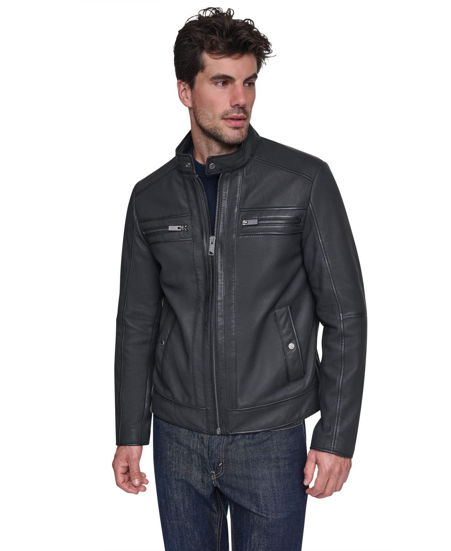 Men's Sueded Finish Zip Chest Jacket