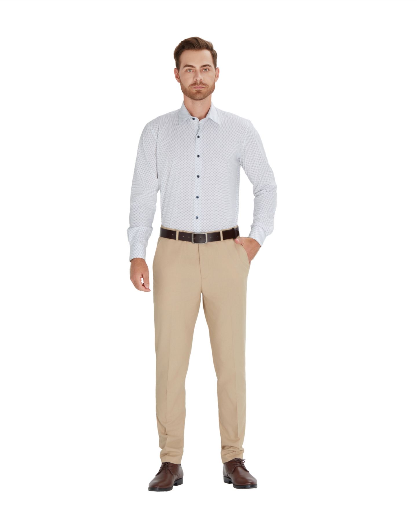 Мужская рубашка Alfani Slim-Fit Dot Pattern Dress Shirt, цвет: Тёмно-синий — фото 2