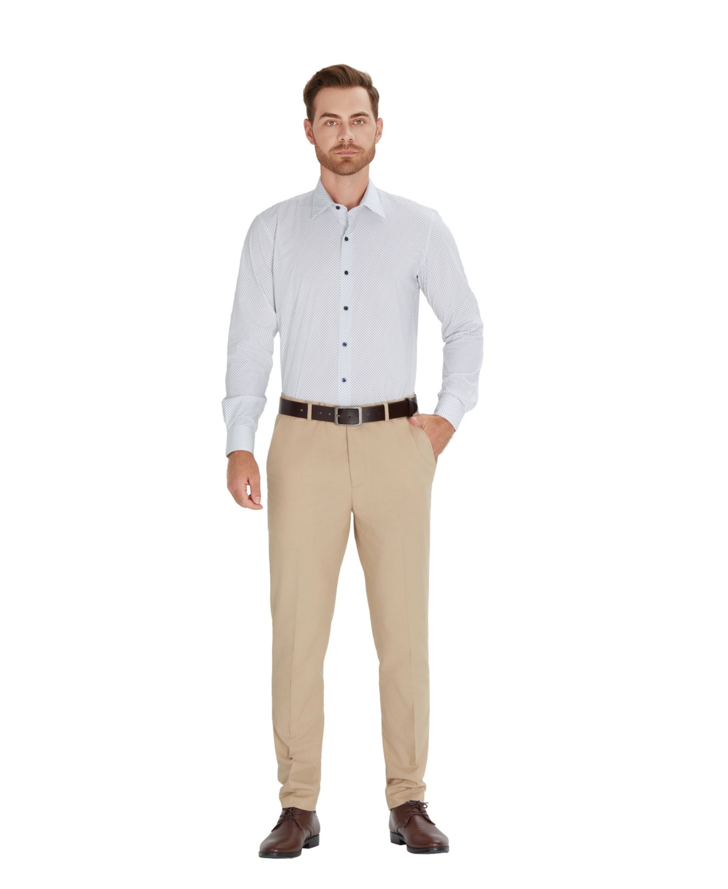 Men's Slim-Fit Dot Pattern Dress Shirt