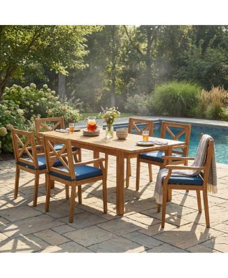 7-Piece Acacia Wood Outdoor Dining Set, Expandable Patio Table and 6 Chairs