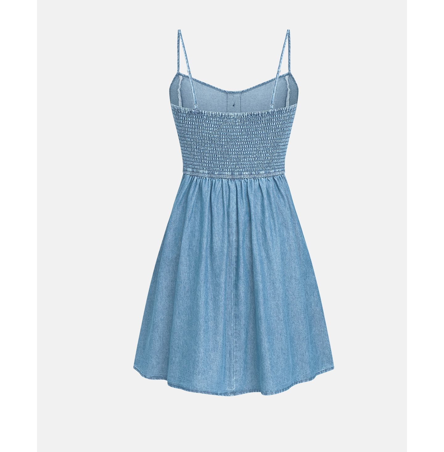 Женское платье Cupshe Morning Tide Denim A-Line Mini, цвет: Пастельный синий — фото 5