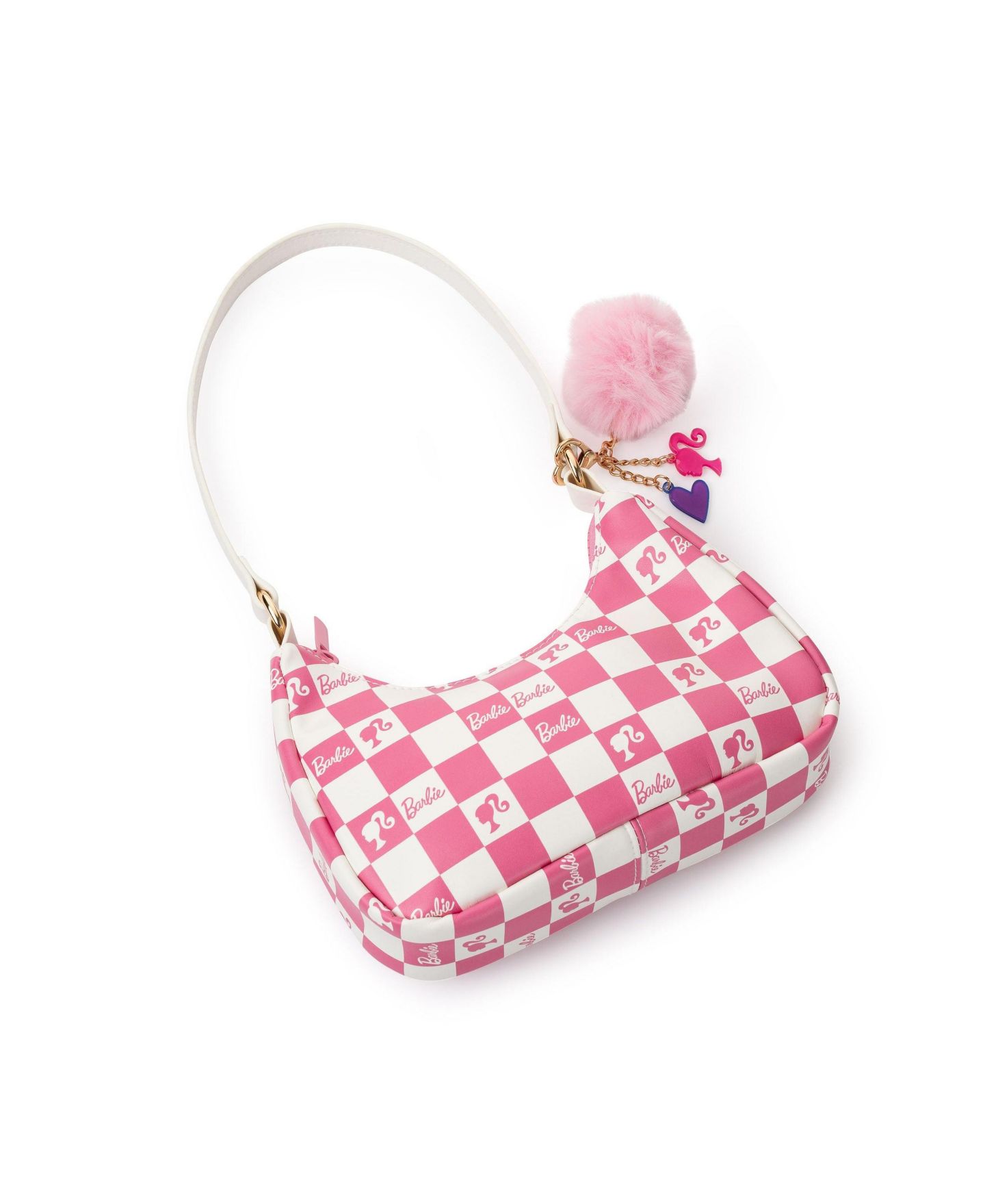 Детская сумка Barbie and Baby Checkered Kids Hobo Handbag, цвет: Розовый / Белый — фото 5