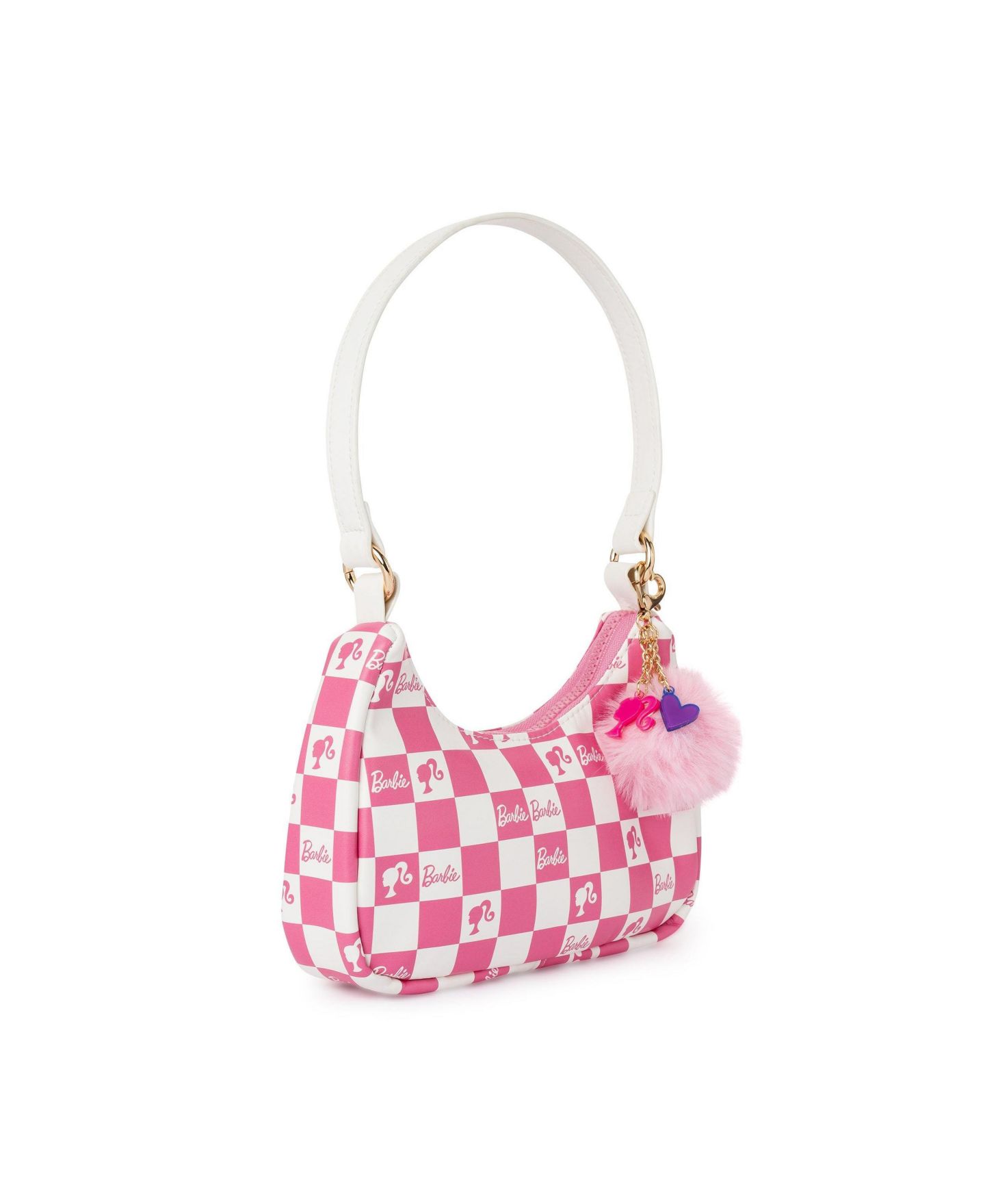Детская сумка Barbie and Baby Checkered Kids Hobo Handbag, цвет: Розовый / Белый — фото 2