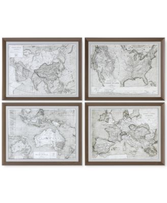Uttermost - World Maps 4-Pc. Framed Print Wall Art