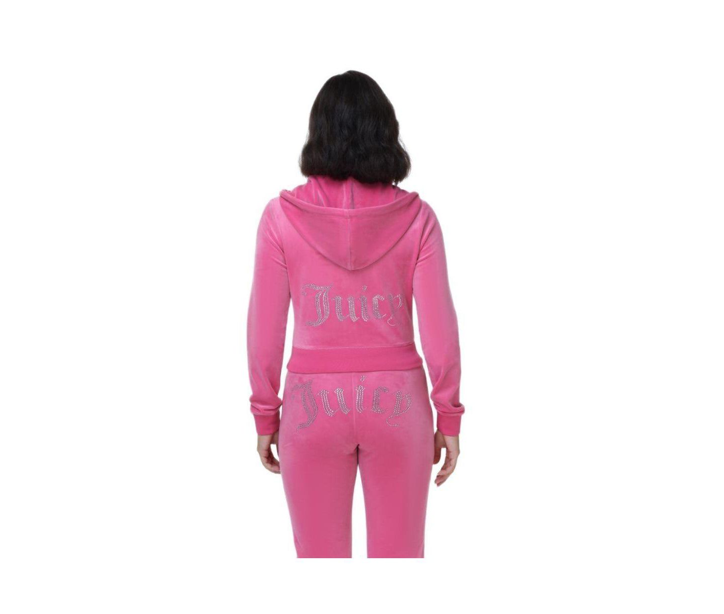 Женское худи Juicy Couture Luxe Velour Juicy With Double Bling, цвет: Нежно-розовый — фото 2
