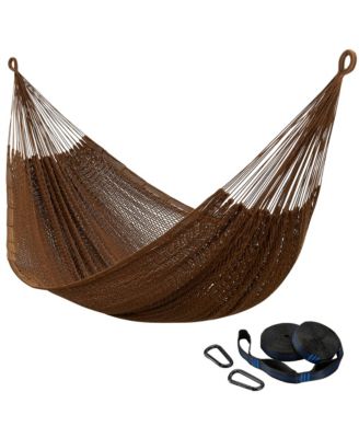 Handwoven Mayan Double Hammock 10ft Tree Straps 550lbs Capacity Portable Outdoor Camping Beach with Carry Bag