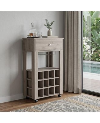 Rolling Bar Cart with Wine Storage