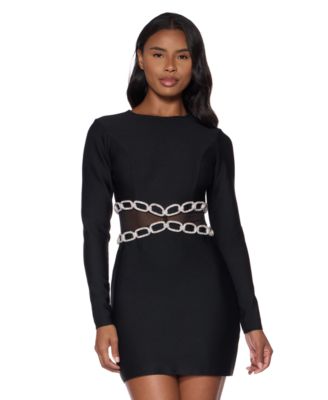 Juniors' Long-Sleeve Body-Con Mini Dress