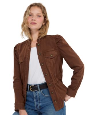 Women's Puff-Sleeve Button-Front Trucker Jacket