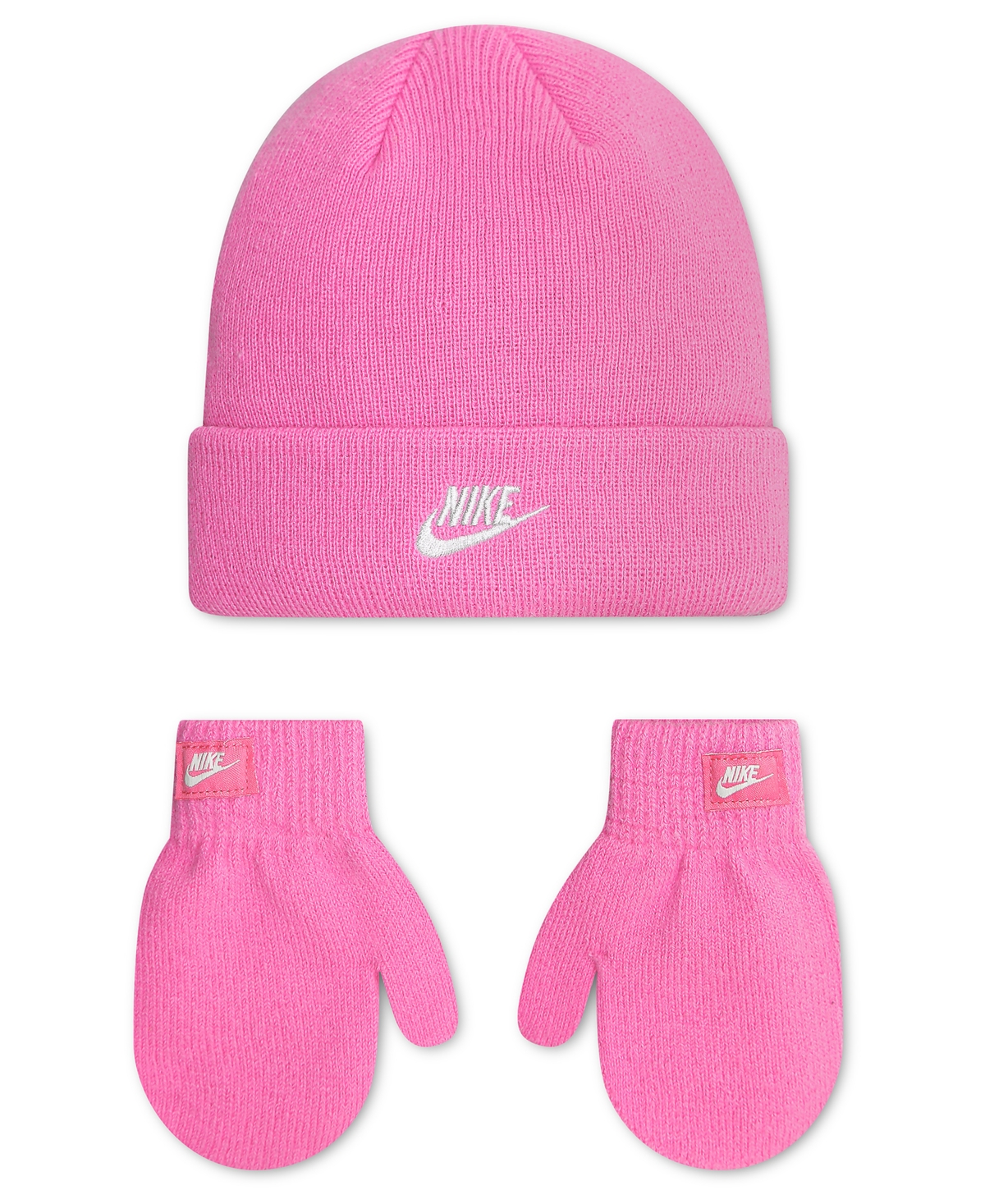 Nike Kids' Toddler Boys' And Girls' 2t-4t Nan Futura Beanie Hat And Mittens, 2-piece Set In Pink