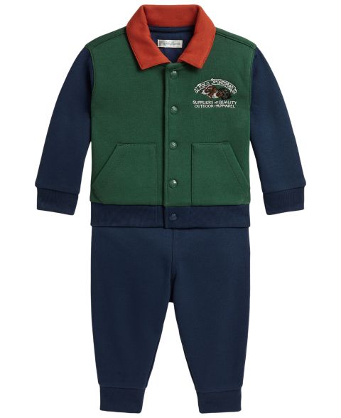 Комплект Polo Ralph Lauren Long-Sleeve Polo Sportsman Fleece Jacket and Pants, 2-Piece Set для мальчиков-малышей, цвет: Зелёный разноцветный