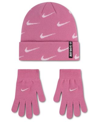 Boys' 8-20 Swoosh Repeat Beanie and Gloves, 2-Piece Set