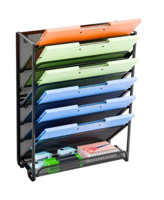 7 Tier Dual Use Metal Wall Desktop File Organizer Rack