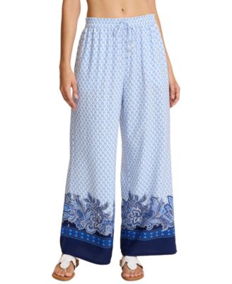 Women's Printed Pull-On Swim Cover-Up Pants