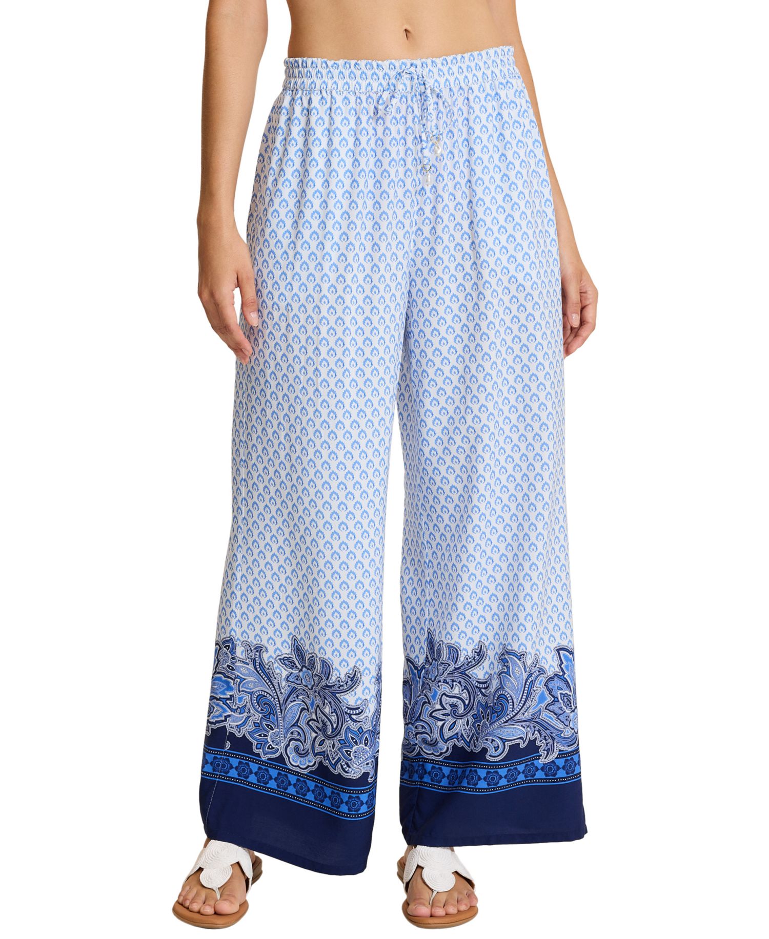 Women's Paisley Daze Pull-On Wide-Leg Pants, 28" Inseam