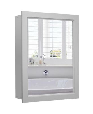 Mirrored Medicine Cabinet Wall-Mounted Bathroom Storage Organizer with Shelf
