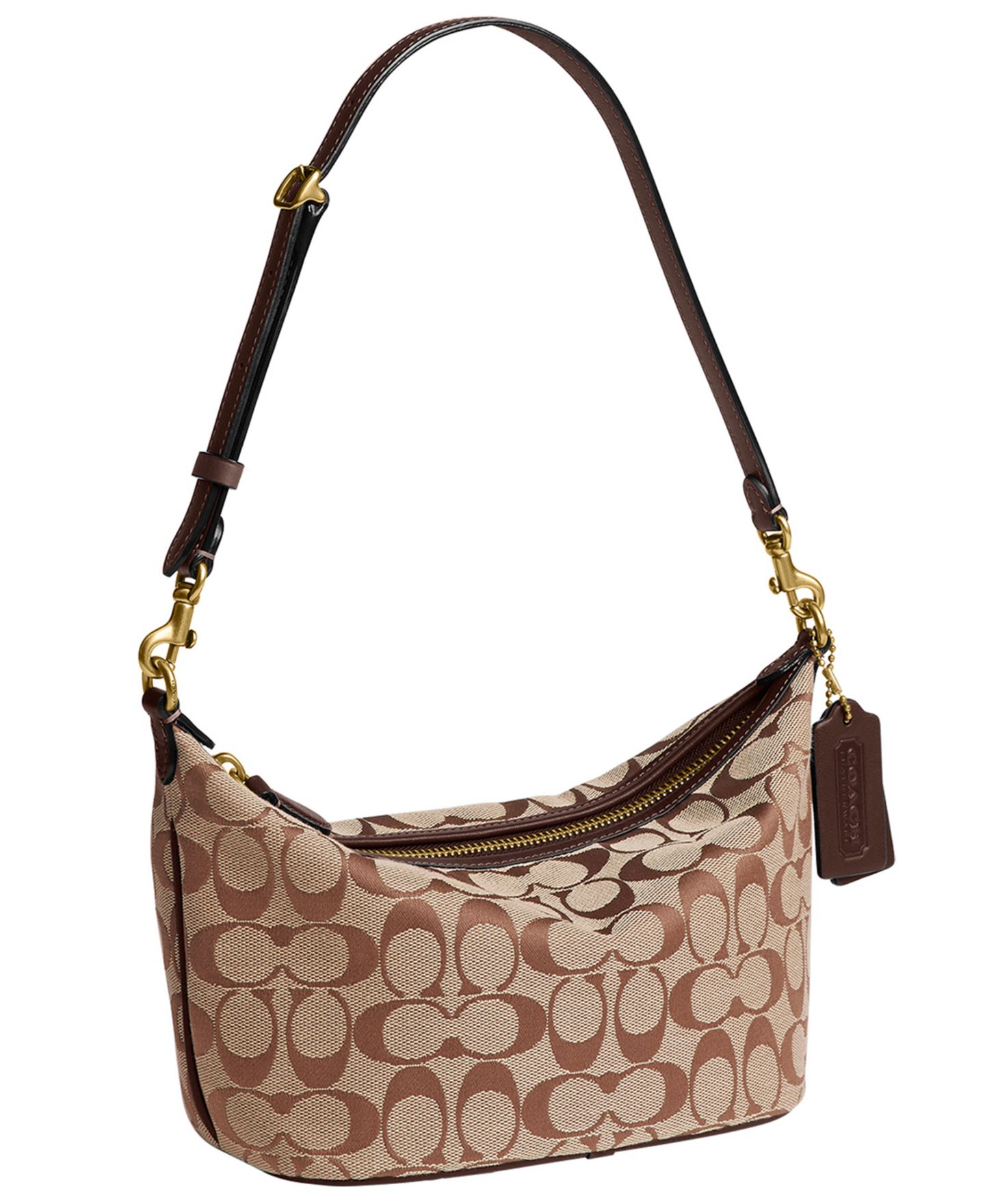 Женская сумка COACH Demi Small Signature Jacquard Shoulder, цвет: Латунный / Хаки кленовый — фото 3