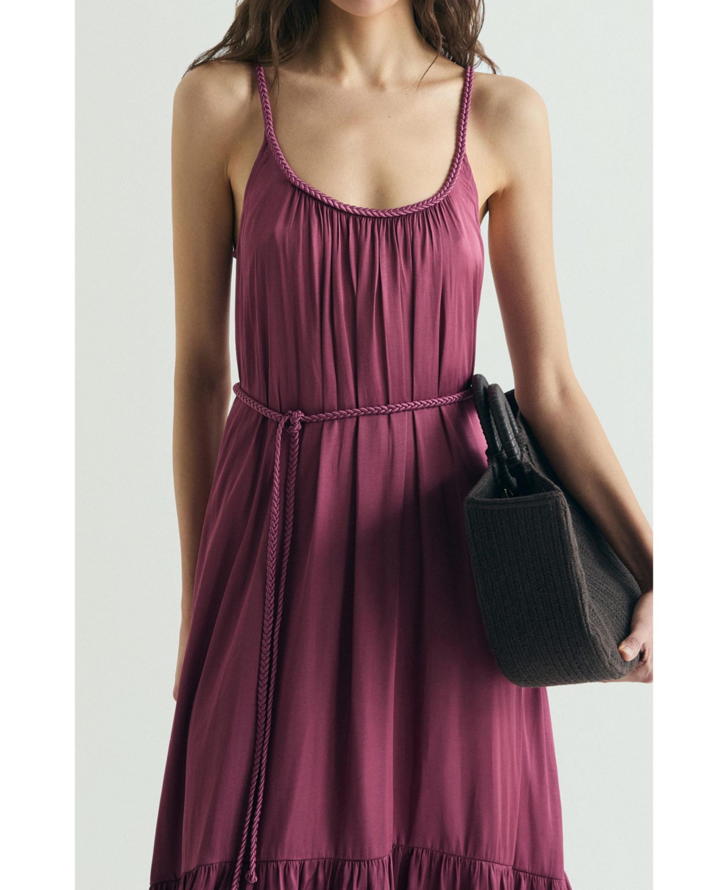 Women's Braided Straps Maxi Scoop-Neck Dress