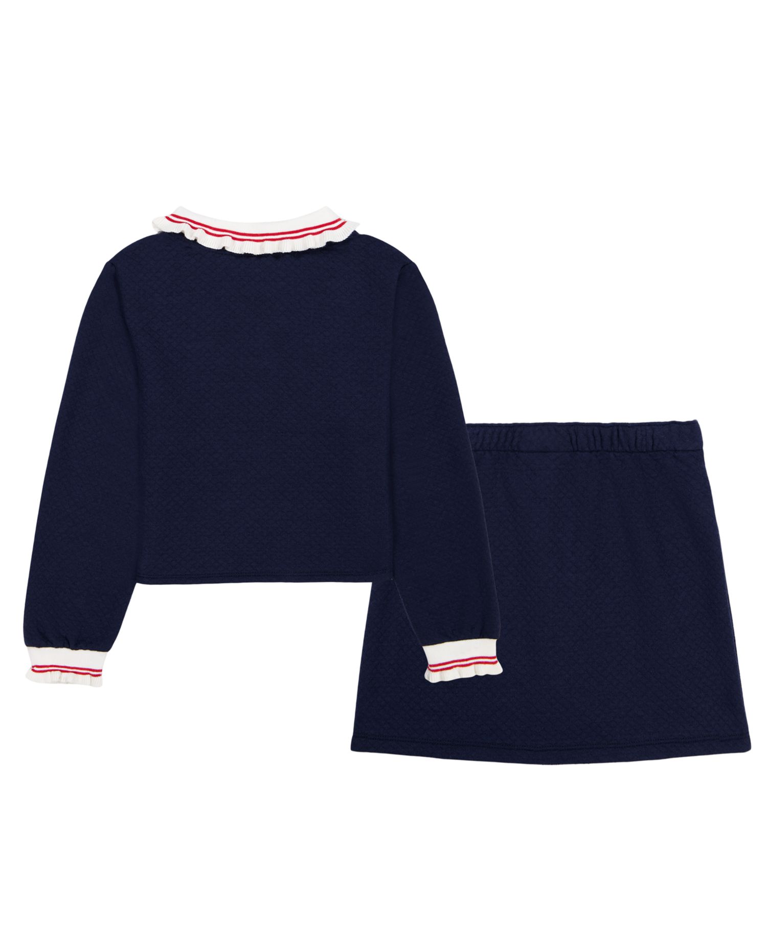 Girls' 2T-6X Ruffled Collared Top and Skirt, 2-Piece Set