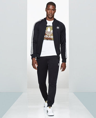 adidas Men's Superstar Zippered Track Jacket, Camo Logo T-Shirt & Training Pants