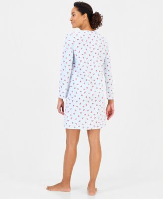 ladies cotton night dress Women's Nightgowns & Sleep Shirts Bodice:Zip up Elevated with Printed embellishments High Back Halter Sweater Dress with Sleeve