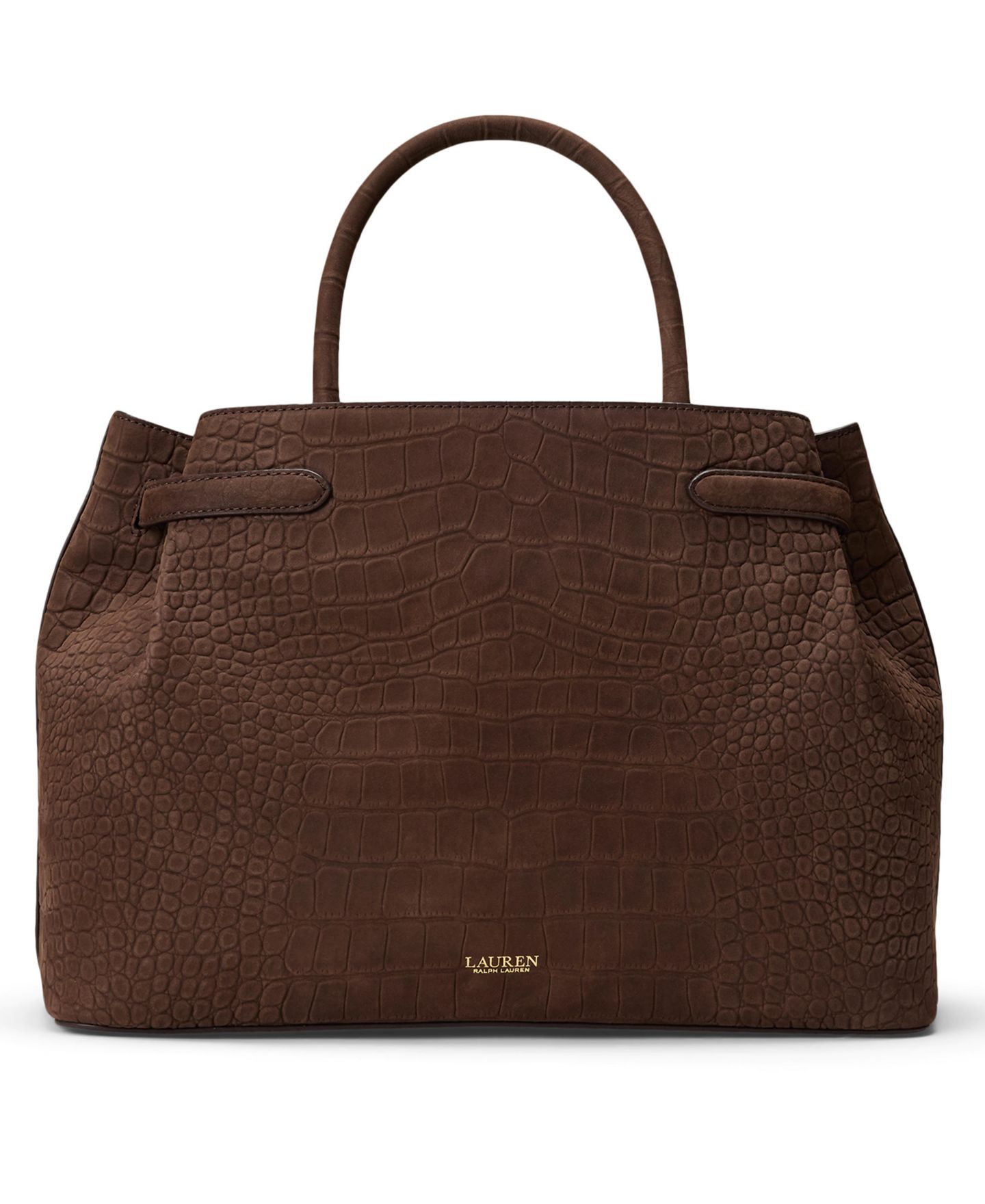 Женская сумка Lauren Ralph Lauren Embossed Nubuck Large Blaike Satchel, цвет: Каштановый коричневый — фото 4
