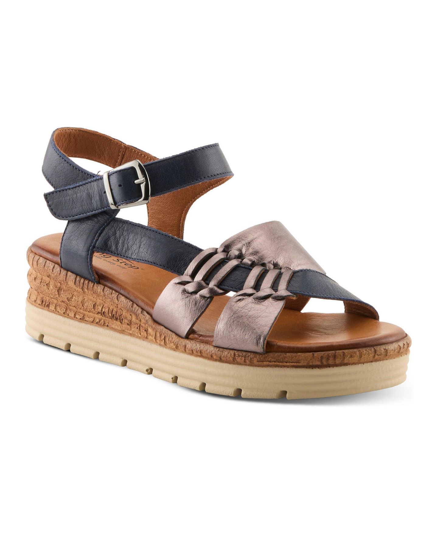 Женские сандалии Spring Step Kirra Wedge Sandal with Adjustable Strap, цвет: Тёмно-синий разноцветный — фото 1