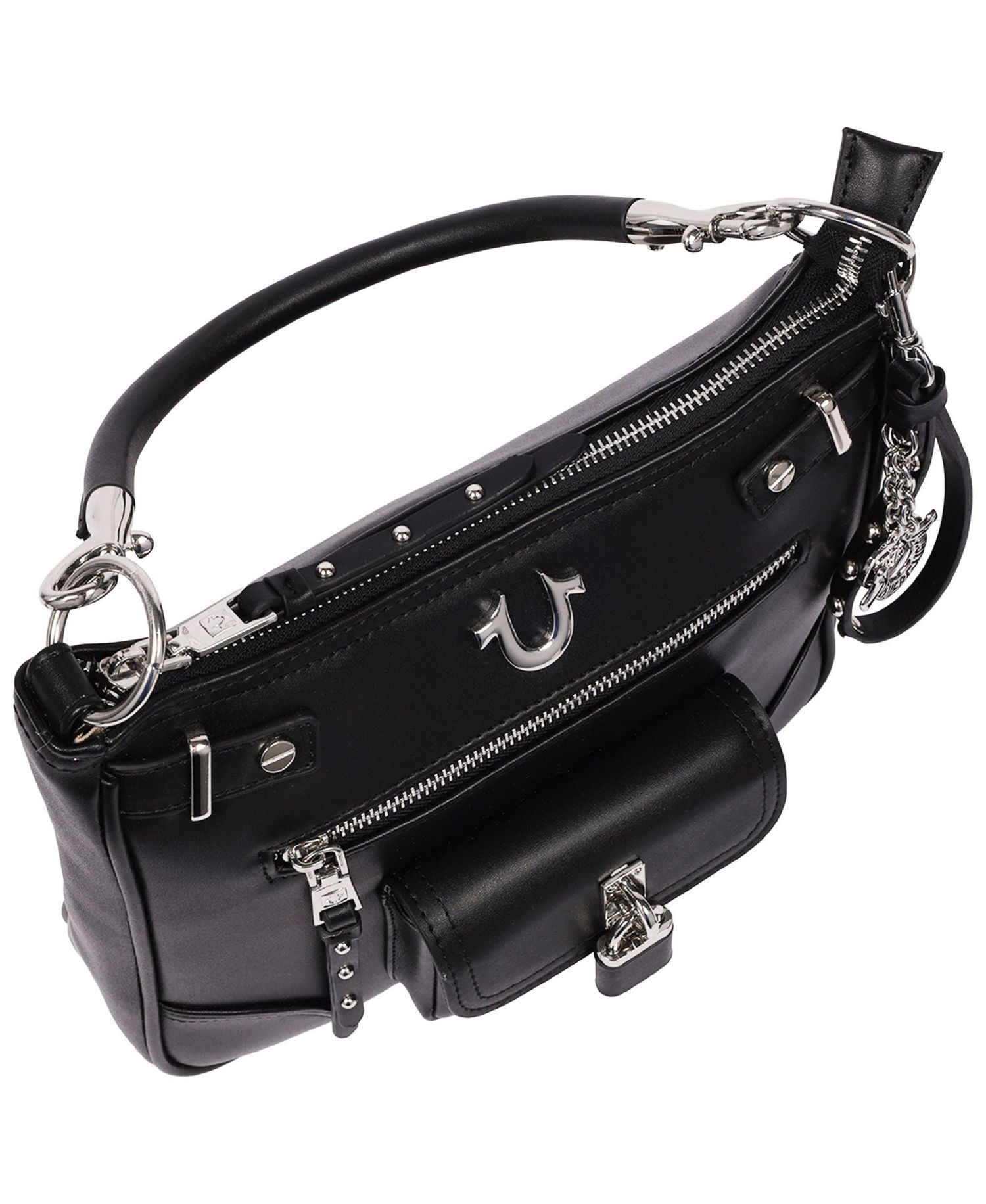 Moto Zip Top Hobo Bag with Lock Pocket Charm - Convertible Shoulder bag